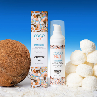 Массажное масло EXSENS Coconut 50мл разогревающее, без сахара, без парабенов, съедобное, photo number 7