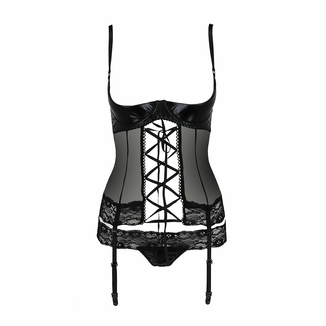 Корсет с открытой грудью Passion Exclusive NORTH CORSET L/XL, black, пажи, трусики, шнуровка, фото №6