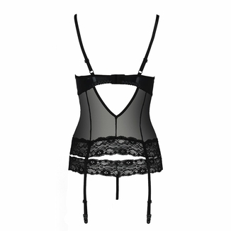 Корсет с открытой грудью Passion Exclusive NORTH CORSET L/XL, black, пажи, трусики, шнуровка, numer zdjęcia 7