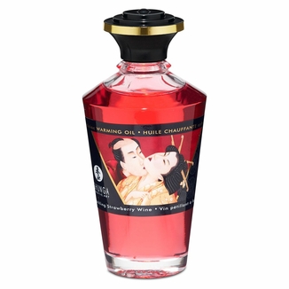 Разогревающее масло Shunga Aphrodisiac Warming Oil - Sparkling Strawberry Wine (100 мл) без сахара, numer zdjęcia 3
