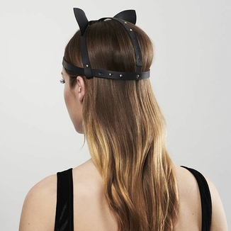 Маска кошечки Bijoux Indiscrets MAZE - Cat Ears Headpiece Black, экокожа, фото №9