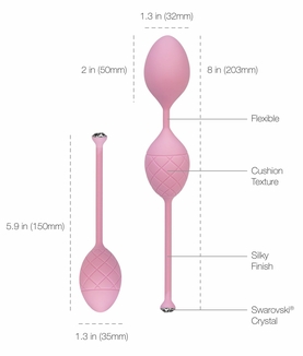 Роскошные вагинальные шарики PILLOW TALK - Frisky Pink с кристаллом, диаметр 3,2см, вес 49-75гр, фото №9