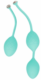 Роскошные вагинальные шарики PILLOW TALK - Frisky Teal с кристаллом, диаметр 3,2см, вес 49-75гр, фото №2