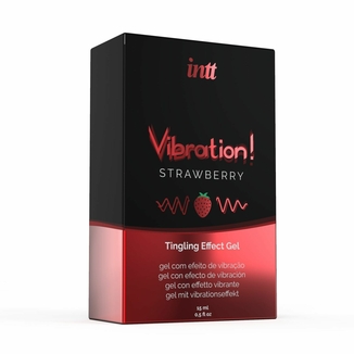Жидкий вибратор Intt Vibration Strawberry (15 мл), густой гель, очень вкусный, действует до 30 минут, numer zdjęcia 4