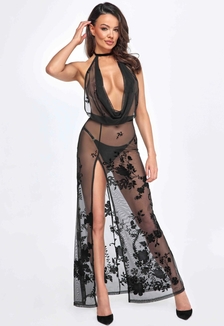 Платье Noir Handmade F312 Divinity long flocked mesh dress with open back - XXL, numer zdjęcia 4