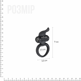 Эрекционное виброкольцо Adrien Lastic Lingus Black с язычком и щеточкой для стимуляции клитора, numer zdjęcia 3