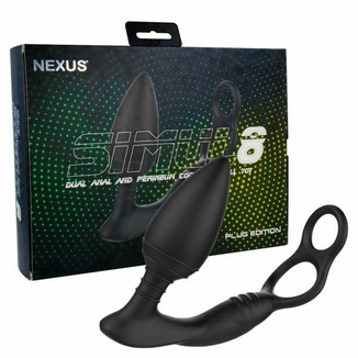 Анальная вибропробка Nexus SIMUL8 Plug Edition с эрекционным кольцом, 2 мотора, макс. диаметр 4см, фото №3