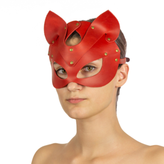 Премиум маска кошечки LOVECRAFT, натуральная кожа, красная, подарочная упаковка, фото №4