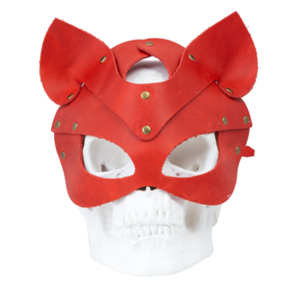 Премиум маска кошечки LOVECRAFT, натуральная кожа, красная, подарочная упаковка, фото №5