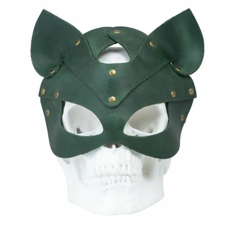 Премиум маска кошечки LOVECRAFT, натуральная кожа, зеленая, подарочная упаковка, photo number 5