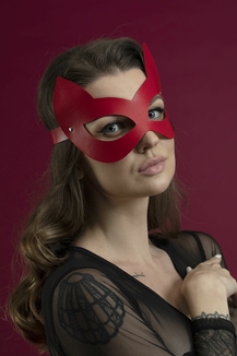 Маска кошечки Feral Feelings - Kitten Mask, натуральная кожа, красная, фото №3