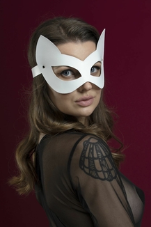 Маска кошечки Feral Feelings - Kitten Mask, натуральная кожа, белая, numer zdjęcia 5