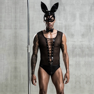 Эротический мужской костюм "Зайка Джонни" с маской, One Size Black, numer zdjęcia 2