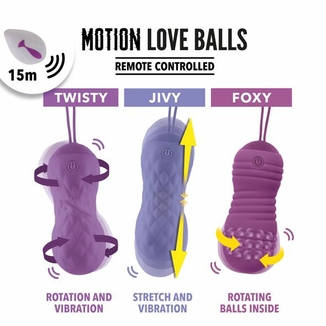 Вагинальные шарики с массажем и вибрацией FeelzToys Motion Love Balls Jivy с пультом ДУ, 7 режимов, numer zdjęcia 4