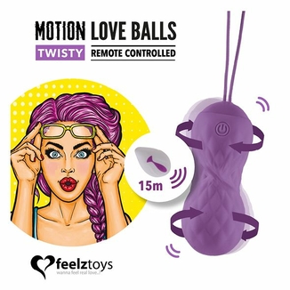 Вагинальные шарики с массажем и вибрацией FeelzToys Motion Love Balls Twisty с пультом ДУ, 7 режимов, photo number 3