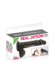 Фаллоимитатор на присоске Real Body - Real Jayson Black, TPE, диаметр 4см, фото №3