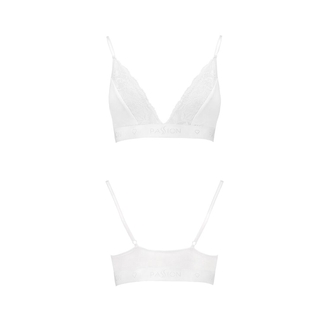 Эластичный топ с кружевом Passion PS001 TOP L, white, numer zdjęcia 5