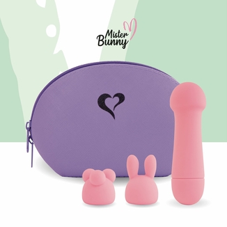 Мини-вибратор FeelzToys Mister Bunny Pink с двумя насадками, фото №5