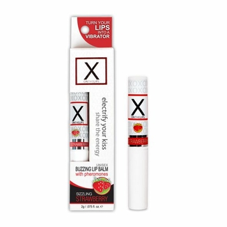 Стимулирующий бальзам для губ унисекс Sensuva - X on the Lips Strawberry с феромонами, клубника, фото №2