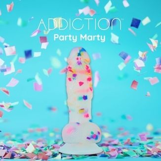 Фаллоимитатор с конфетти ADDICTION - PARTY MARTY 7.5″ - FROST & CONFETTI, 19 см, силикон, фото №5