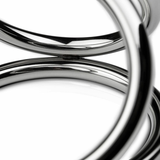 Тройное эрекционное кольцо Sinner Gear Unbendable — Triad Chamber Metal Cock and Ball Ring — Large, фото №3