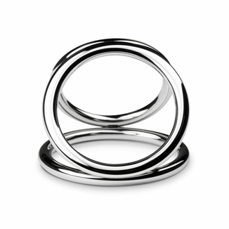 Тройное эрекционное кольцо Sinner Gear Unbendable — Triad Chamber Metal Cock and Ball Ring — Large, фото №4