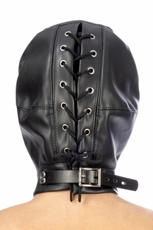 Капюшон с кляпом для БДСМ Fetish Tentation BDSM hood in leatherette with removable gag, фото №3