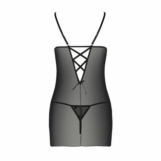 Сорочка с вырезами на груди, стринги Passion LOVELIA CHEMISE L/XL, black, numer zdjęcia 7