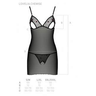 Сорочка с вырезами на груди, стринги Passion LOVELIA CHEMISE L/XL, black, numer zdjęcia 8