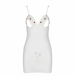 Сорочка с вырезами на груди, стринги Passion LOVELIA CHEMISE S/M, white, фото №6