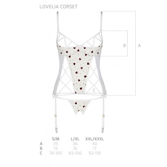 Корсет с подвязками, стринги Passion LOVELIA CORSET L/XL, white, numer zdjęcia 8