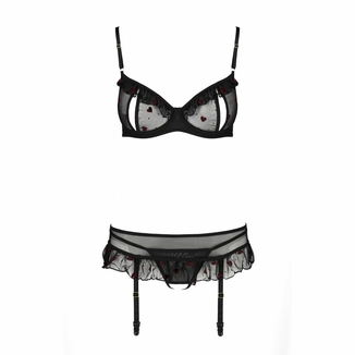 Сексуальный комплект с поясом для чулок Passion LOVELIA SET S/M, black, фото №6