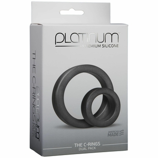 Набор эрекционных колец Doc Johnson Platinum Premium Silicone - The C-Rings - Charcoal, фото №3