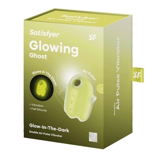 Вакуумный клиторальный стимулятор с вибрацией Satisfyer Glowing Ghost Yellow, светится в темноте, фото №8