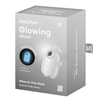 Вакуумный клиторальный стимулятор с вибрацией Satisfyer Glowing Ghost White, светится в темноте, photo number 8