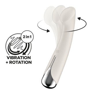 Вибратор с ротацией Satisfyer Spinning G-Spot 1 Beige, плоская площадка для стимуляции точки G, numer zdjęcia 2