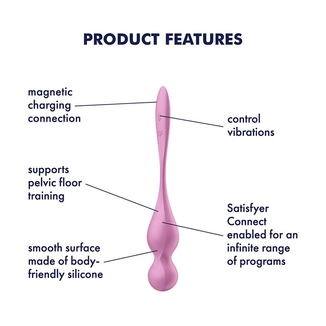 Вагинальные смарт-шарики с вибрацией Satisfyer Love Birds 1 Connect App Pink, 78 г, фото №7