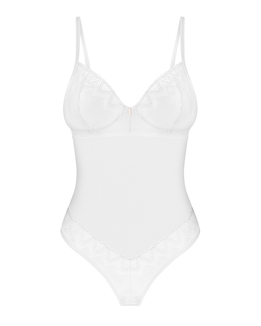 Боди Obsessive Alissium Teddy White, M/L, лиф с мягкой чашкой, высокие вырезы для ног, numer zdjęcia 6