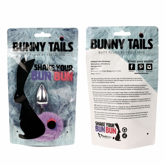 Анальная пробка FeelzToys - Bunny Tails Butt Plug Purple, photo number 4