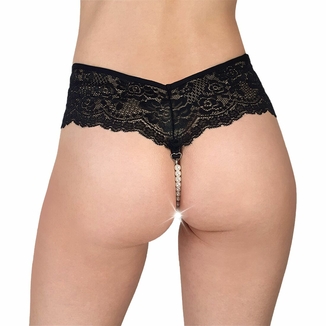 Сексуальные женские трусики Fabiana с жемчугом, черные, размер XS-M, фото №3