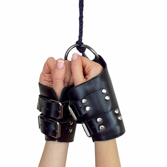 Манжеты для подвеса за руки Art of Sex – Kinky Hand Cuffs For Suspension, черные, натуральная кожа, photo number 2