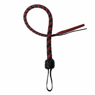 Плеть гибкая Снейк, натуральная кожа, цвет черно-красный, длина - 80 см, фото №3