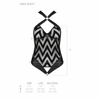Сетчатый боди с халтером и ритмичным рисунком Passion Hima Body XXL/XXXL, black, фото №6