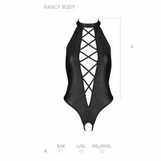 Боди из эко-кожи с имитацией шнуровки и открытым доступом Passion NANCY BODY L/XL, black, фото №6