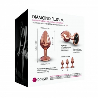 Металлическая анальная пробка с украшением в виде кристалла Dorcel - Diamond Plug Rose Gold M, numer zdjęcia 7