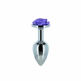Металлическая анальная пробка Lux Active с розой - Rose Anal Plug - Purple, вибропуля в подарок, фото №2