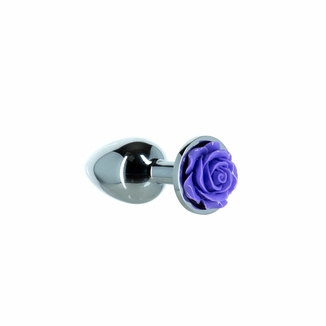Металлическая анальная пробка Lux Active с розой - Rose Anal Plug - Purple, вибропуля в подарок, фото №3