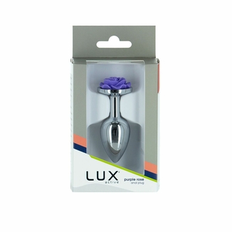 Металлическая анальная пробка Lux Active с розой - Rose Anal Plug - Purple, вибропуля в подарок, фото №6
