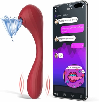 Вакуумный вагинально-клиторальный стимулятор Magic Motion Bobi Red, управление со смартфона, фото №2