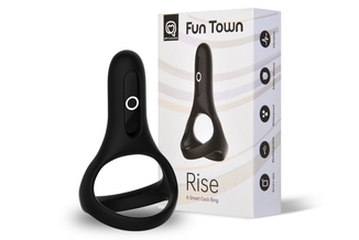 Двойное эрекционное кольцо Fun Town Rise Black, управление со смартфона, numer zdjęcia 2